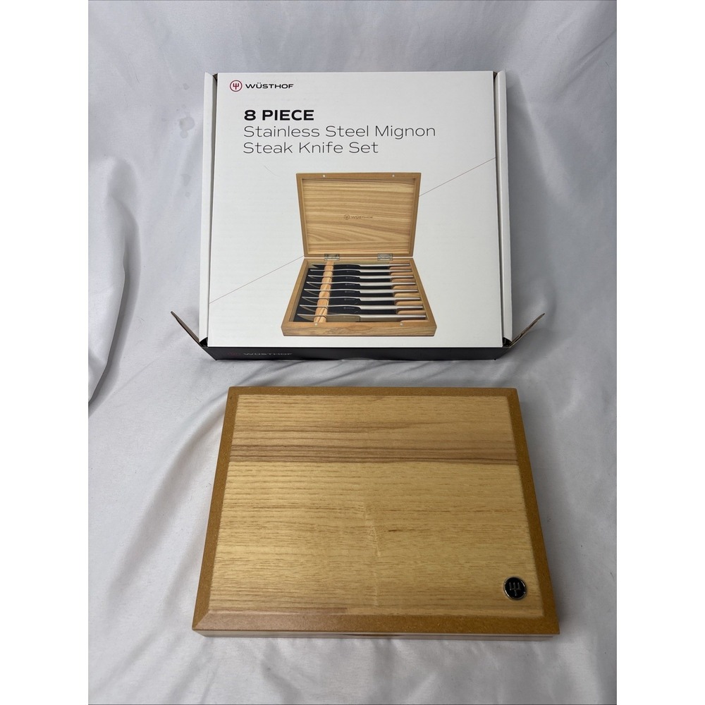 Empty Wusthof 8 Piece Stainless Steel Mignon Steak Knife Set Olivewood BOX ONLY